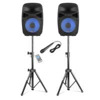 Vonyx VPS082A disco speakerset - Speakers met statieven en microfoon - Ideaal voor disco en karaoke