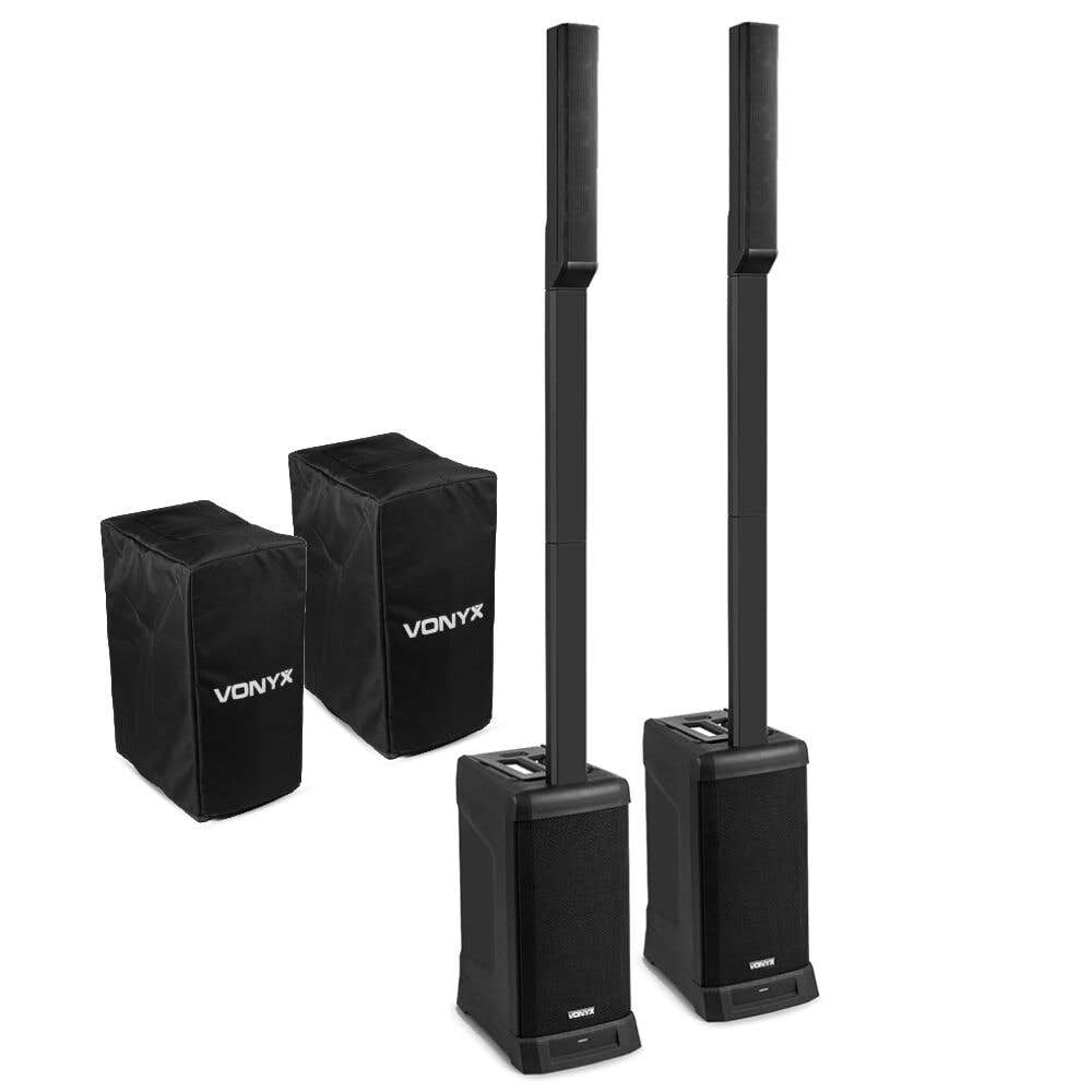 Vonyx VX820 Line array PA systeem met hoezen - Actieve speakers - Bluetooth en Stereo Pairing - 800W