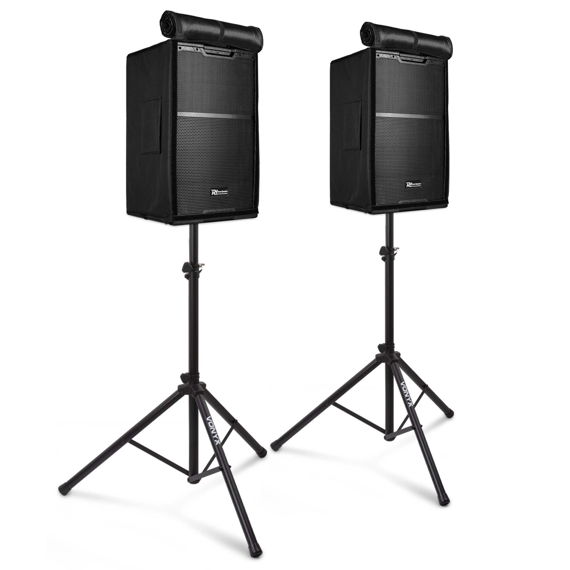 Power Dynamics PDY215A PA systeem - Speaker set met statieven en speakerhoezen - 15-inch - 1600W