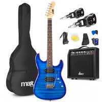 MAX GigKit draadloze elektrische gitaar set - Met zender en ontvanger - Complete starterset - 4/4 - Blauw