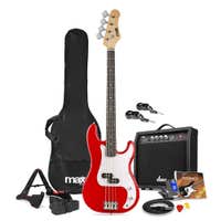 MAX GigKit draadloze basgitaar set - Met zender en ontvanger - Inclusief alle accessoires - Rood