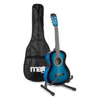 MAX SoloArt Junior 3/4 starterset - Akoestische kindergitaar met standaard en accessoires - Blauw