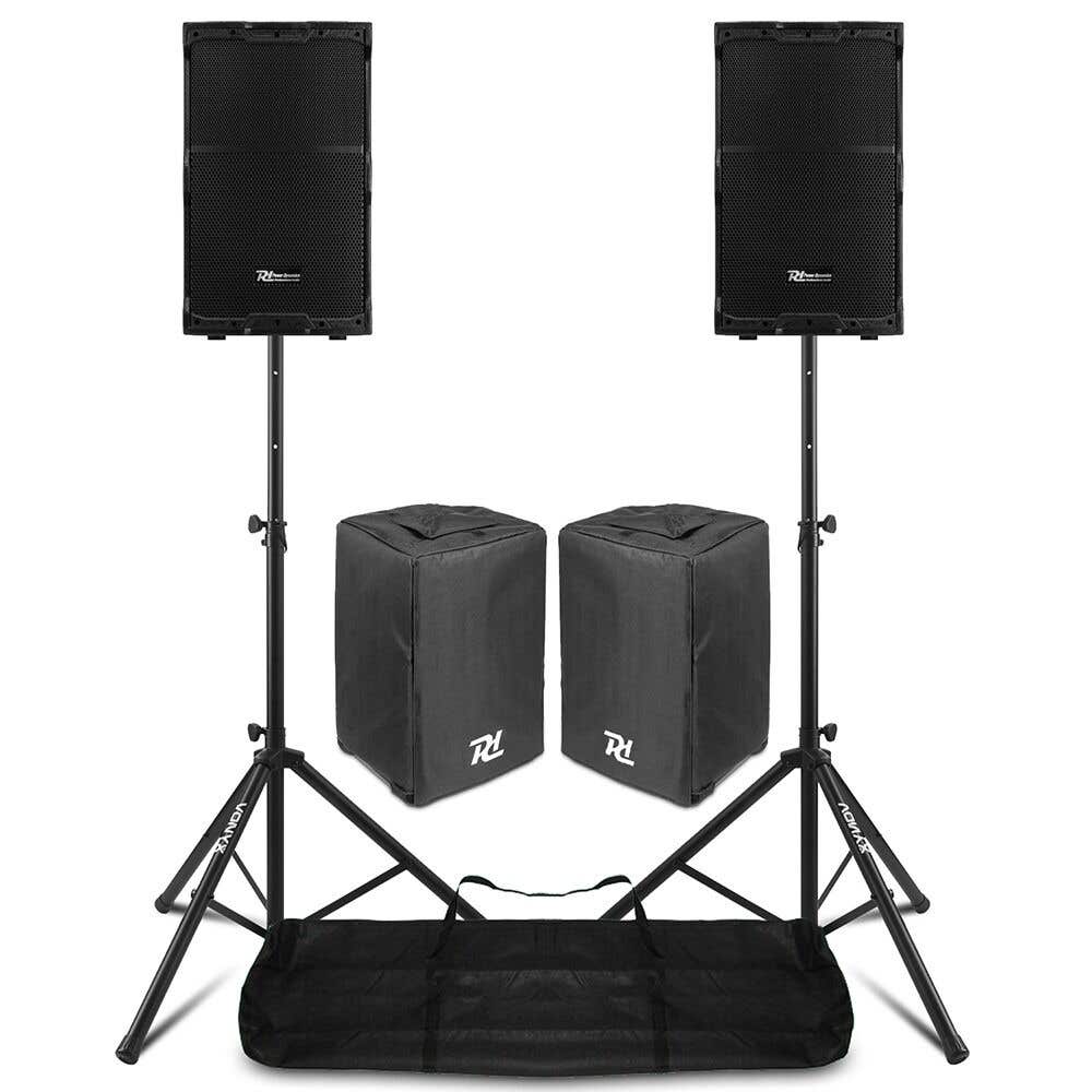 Power Dynamics PDY212A actieve speakerset met statieven en beschermhoezen  - 12 inch - 1400W 