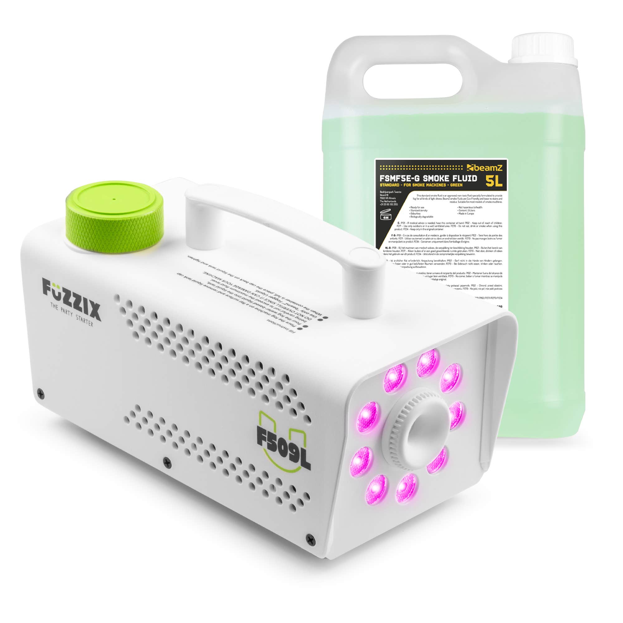 Fuzzix F509LW Witte Party Rookmachine - Met 9 LED's en 5 liter rookvloeistof - Inclusief afstandsbediening