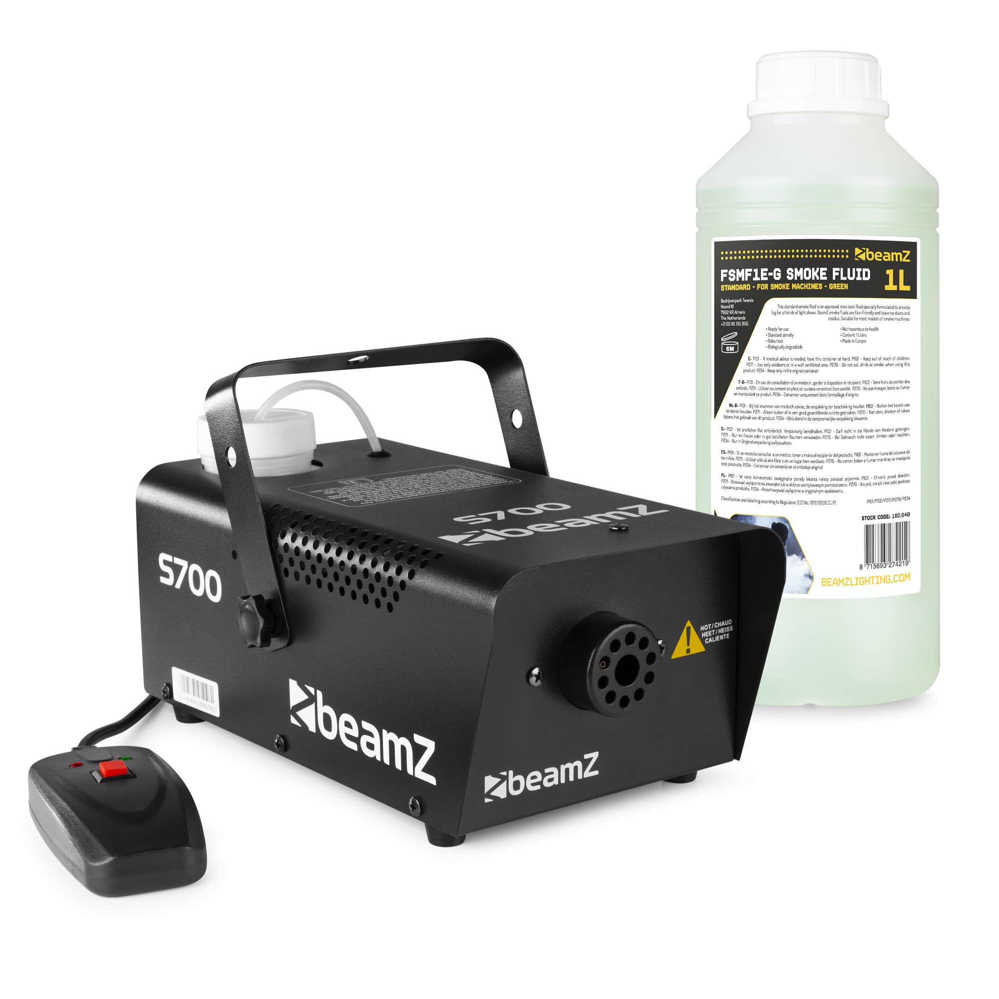 BeamZ S700 rookmachine set met 1 liter rookvloeistof - Inclusief afstandsbediening - 700W