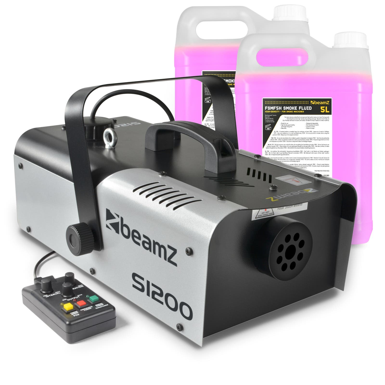 BeamZ S1200 MKII rookmachine met 10 liter rookvloeistof en afstandsbediening - 1200W