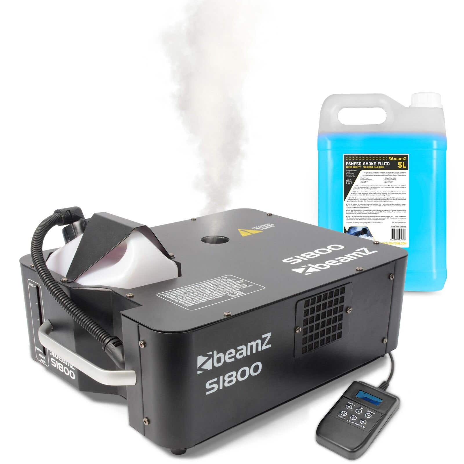 BeamZ S1800 rookmachine set - Horizontale en verticale rookmachine - Met 5 liter rookvloeistof 