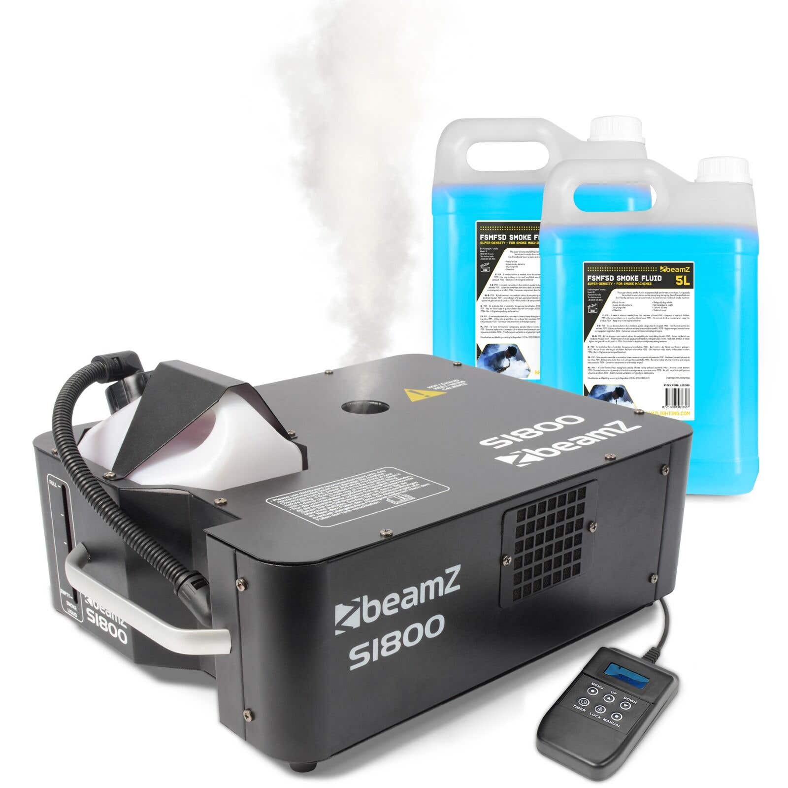 BeamZ S1800 rookmachine set - Horizontale en verticale rookmachine - Met 10 liter rookvloeistof 