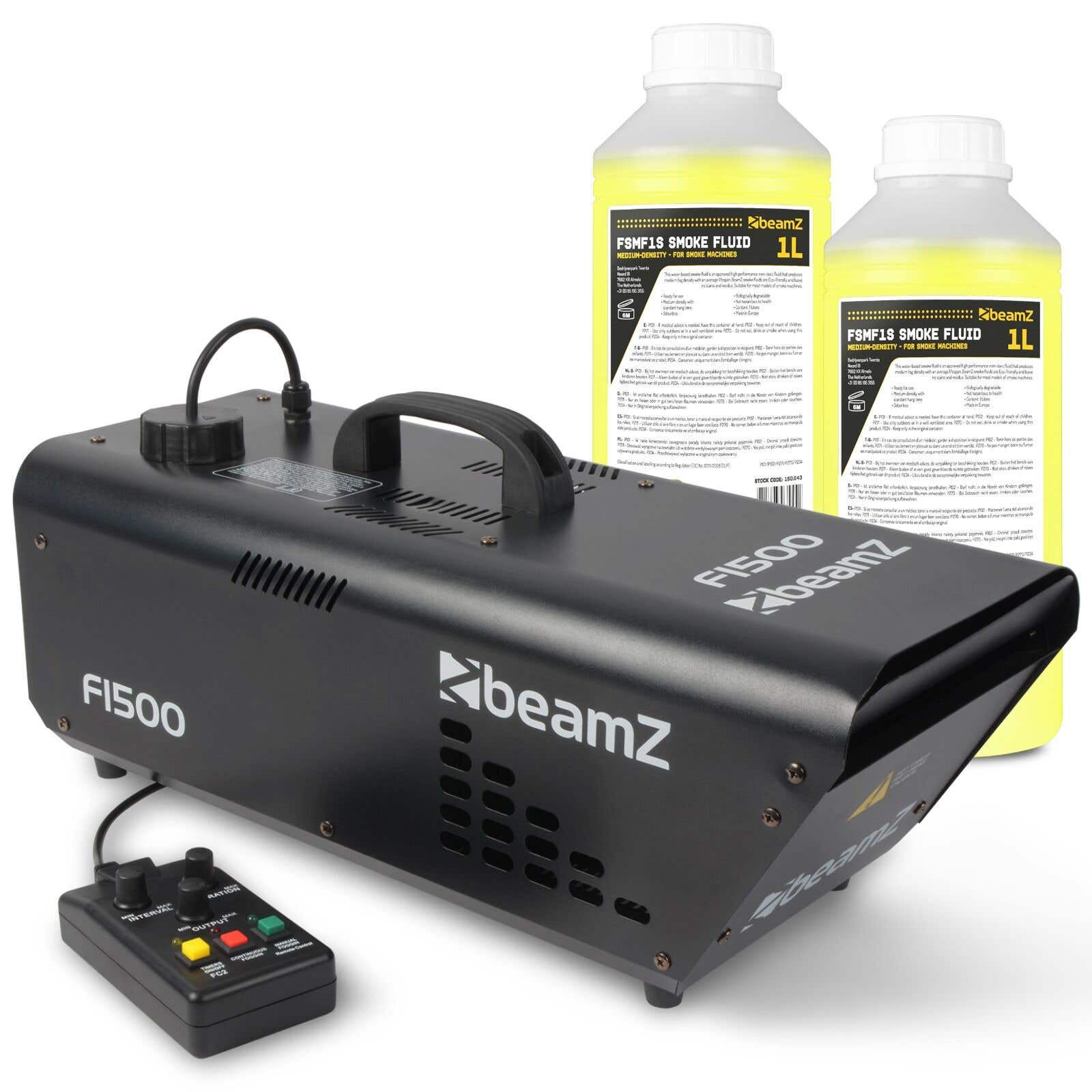 BeamZ F1500 fazer rookmachine met 2 liter rookvloeistof - Inclusief afstandsbediening - 1500W