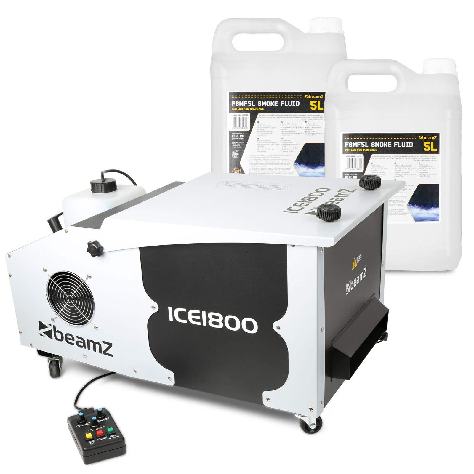 BeamZ ICE1800 Low fog rookmachine - Met 10 liter rookvloeistof - Rookmachine voor laaghangende rook