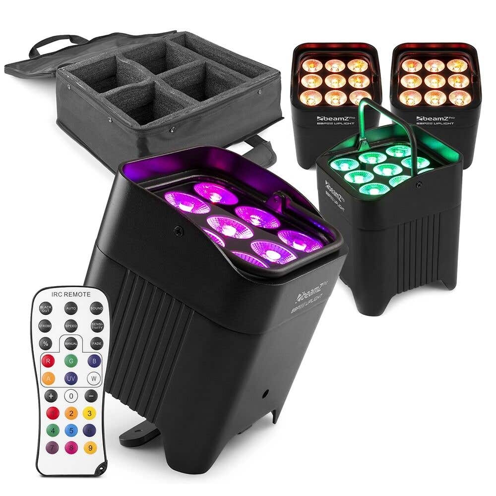 BeamZ Professional BBP59 uplight set van 4 stuks met opbergtas - IP65 Waterdicht - RGBWA-UV