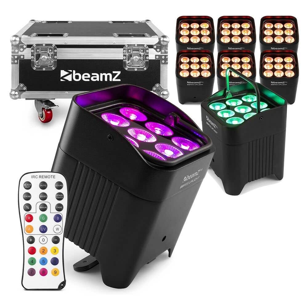BeamZ Professional BBP59 uplight set van 8 stuks met flightcase - IP65 Waterdicht - RGBWA-UV