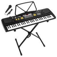 MAX KD61 Keyboard piano - Keyboard met standaard - Kinderpiano met 61 toetsen en accu - Zwart