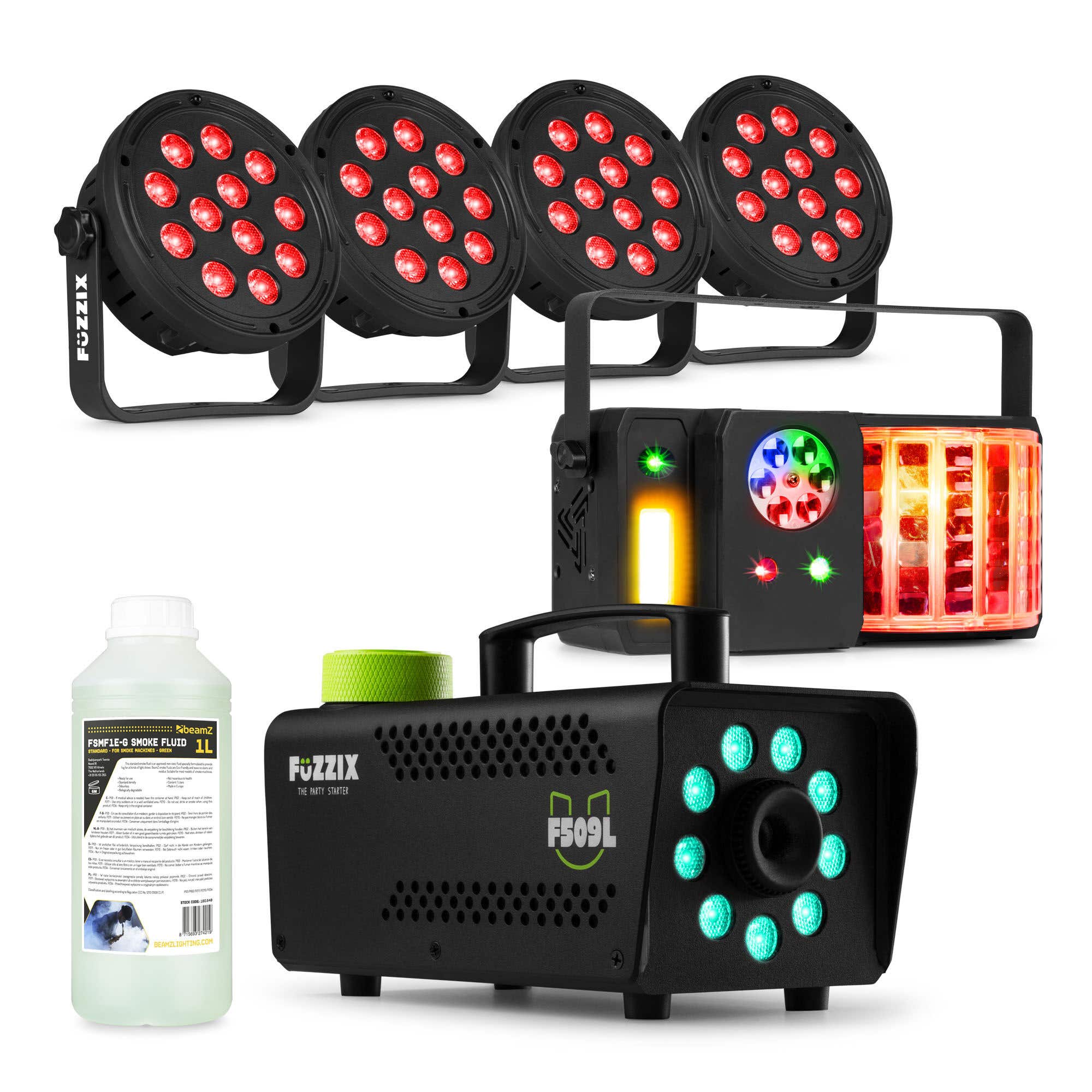 Fuzzix oud en nieuw partyset - Feestset met discolampen en rookmachine - 2025/2026-editie
