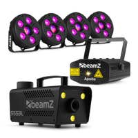 BeamZ oud en nieuw partyset - Feestset met discolampen, laser en rookmachine - 2025/2026-editie