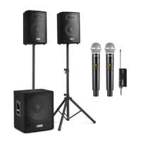 Vonyx Pro Karaoke set - Complete set met karaoke speakers, subwoofer en 2 draadloze microfoons - 1000W