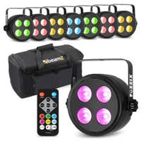 Fuzzix set van 8 PLF20 Party LED parren in flightbag - 4x 12W LED’s - Met DMX en afstandsbediening