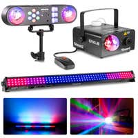 BeamZ Vrijmibo lichtset - Met discolamp op statief, LED bar en rookmachine met jelly ball - RGB