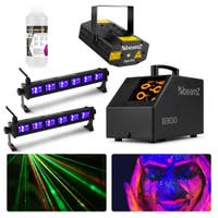 BeamZ Neon verlichting - Neon thema partyset met laser, UV-bars en bellenblaasmachine - Pakket S
