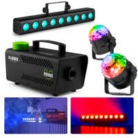 Fuzzix Pre- en Afterparty feestverlichting set - Met LED bar, rookmachine en discolampen - Pakket S