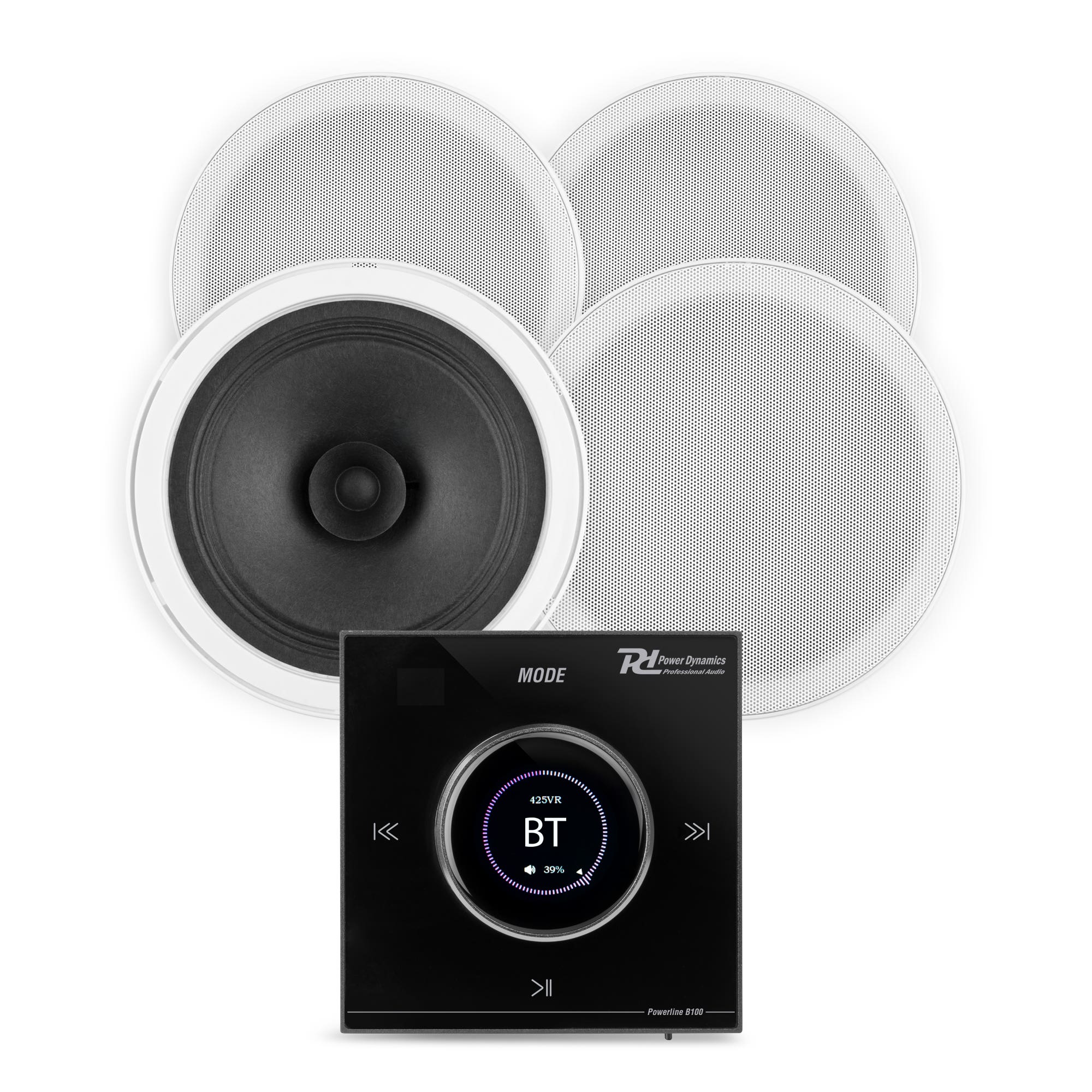 Power Dynamics badkamer speakers inbouw set - Speakers voor badkamer met Bluetooth B100B versterker