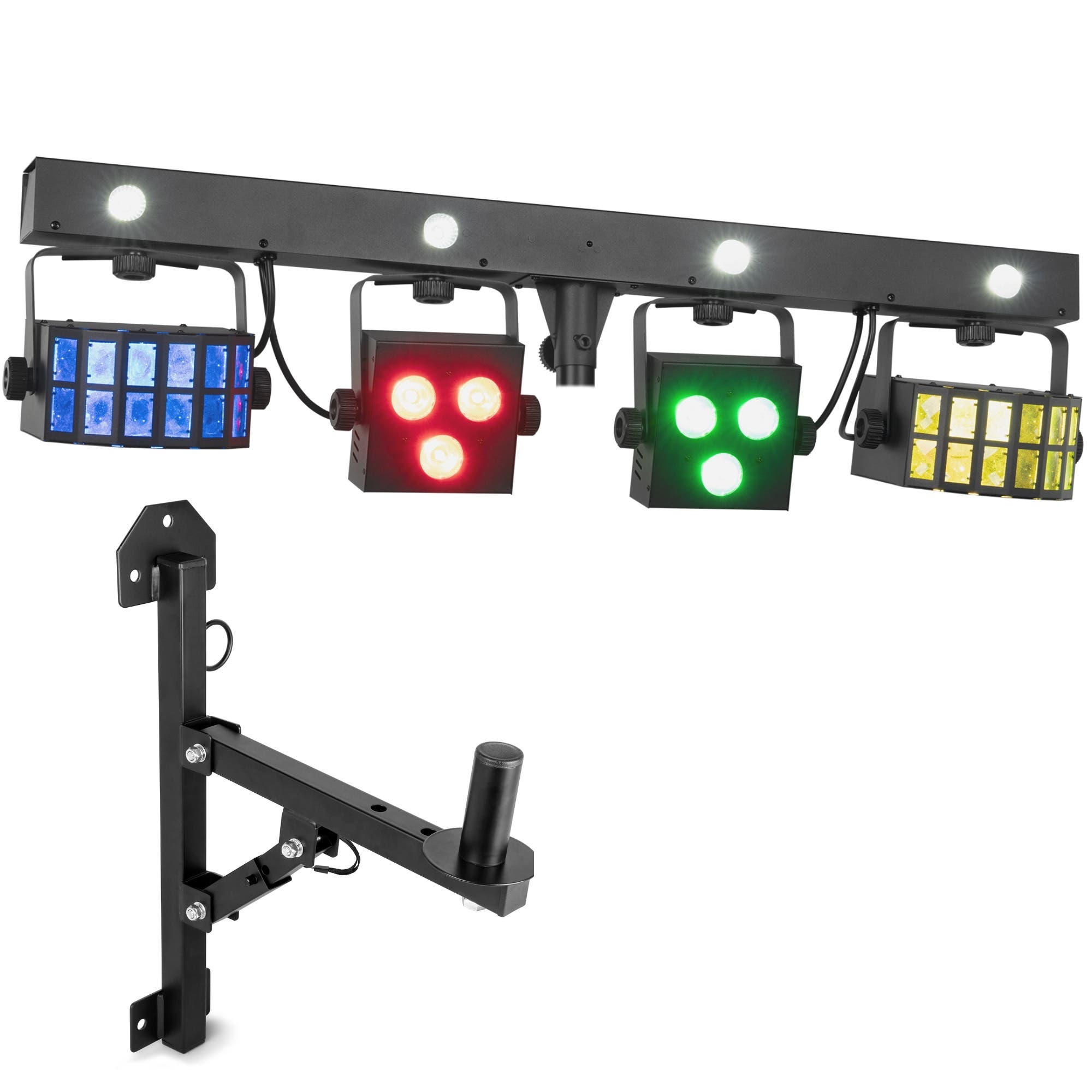 BeamZ SHOWBAR FREE2 - Complete lichtshow met Derby’s en LED parren - Inclusief muurbeugel - RGBW