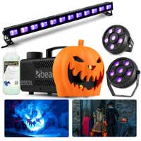 BeamZ Halloween feestverlichting set - Met blacklights, UV LED bar en rookmachine - Pakket L