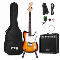 MAX GigKit T-series elektrische gitaar - Starterset met versterker en gitaarstandaard - Sunburst