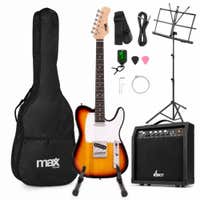 MAX GigKit T-series elektrische gitaar - Starterset met muziek- en gitaarstandaard - Sunburst