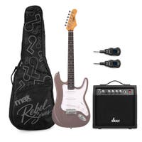 MAX Rebel ST draadloze elektrische gitaar set - Complete starterset incl. versterker - Grijs