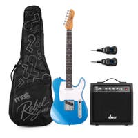 MAX Rebel TE draadloze elektrische gitaar set - Complete starterset incl. versterker - Blauw
