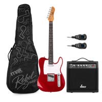MAX Rebel TE draadloze elektrische gitaar set - Complete starterset incl. versterker - Rood