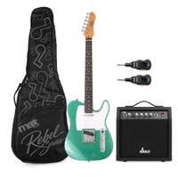 MAX Rebel TE draadloze elektrische gitaar set - Complete starterset incl. versterker - Groen