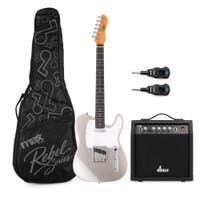 MAX Rebel TE draadloze elektrische gitaar set - Complete starterset incl. versterker - Zilver
