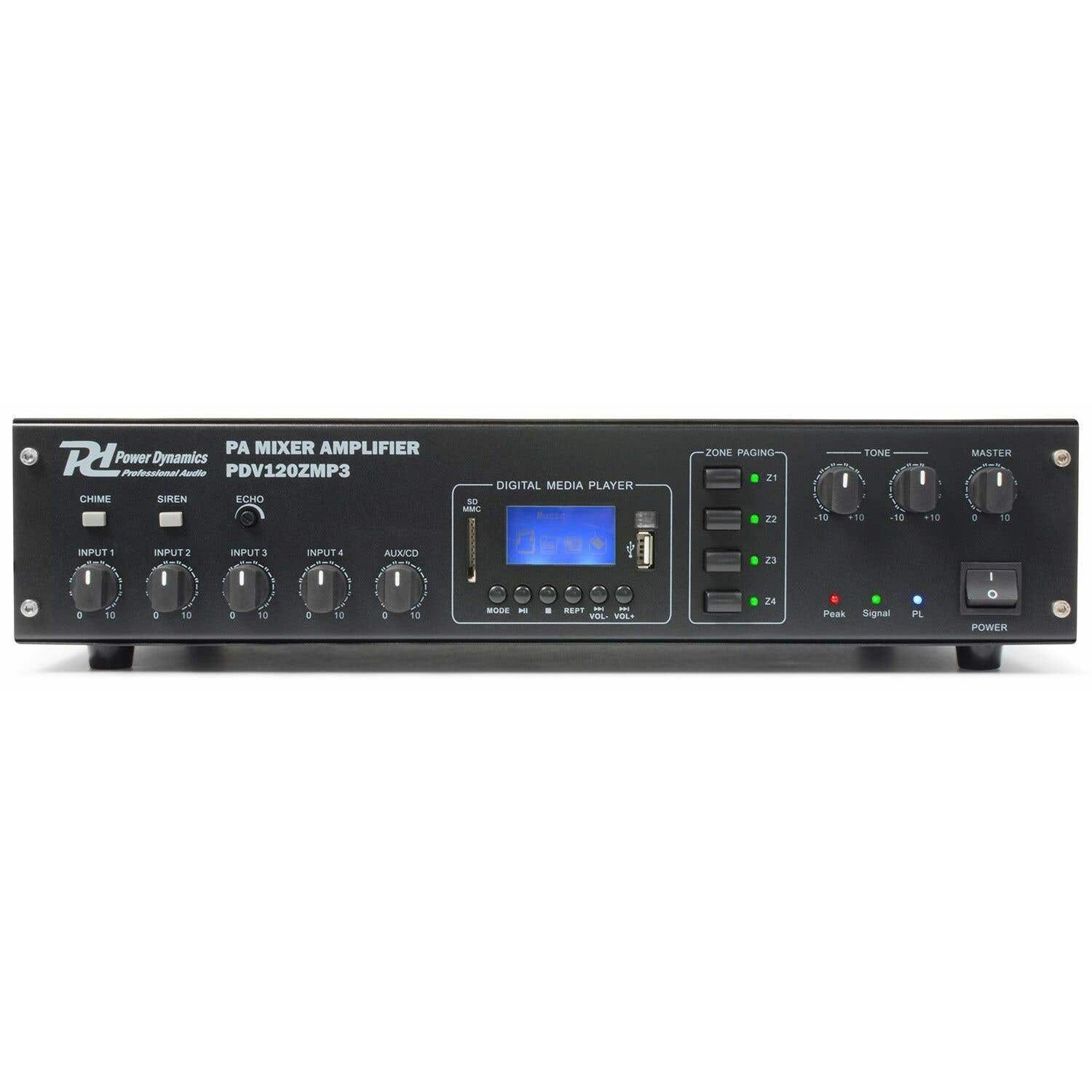 Power Dynamics Pdv120Zmp3 100 Volt 4 Zone Versterker 120 Watt power dynamics kopen in de aanbieding Power Dynamics Pdv120Zmp3 100 Volt 4 Zone Versterker 120 Watt power dynamics kopen in de aanbieding