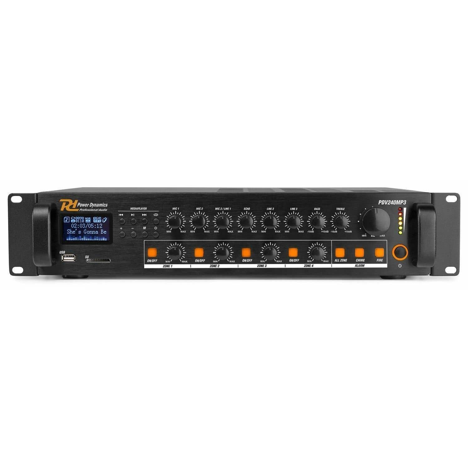 Power Dynamics Pdv240Mp3 100V 4 Zone Versterker Met Oa Bluetooth power dynamics kopen in de aanbieding Power Dynamics Pdv240Mp3 100V 4 Zone Versterker Met Oa Bluetooth power dynamics kopen in de aanbieding
