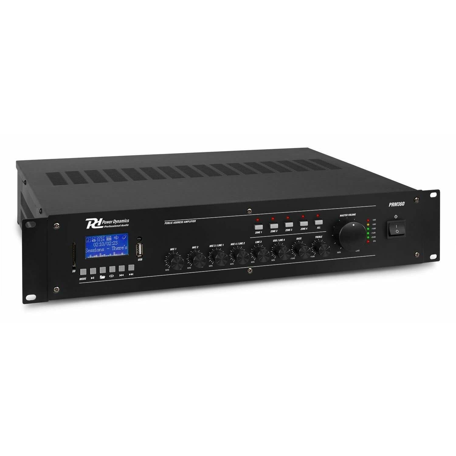 Retourdeal - Power Dynamics PRM360 100V 4-zone versterker 360W met