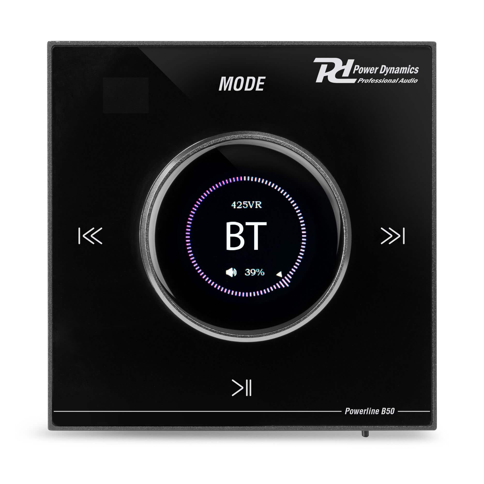 Power Dynamics Powerline B50B inbouw versterker - Met touchscreen en Bluetooth - 2x 25W - Zwart