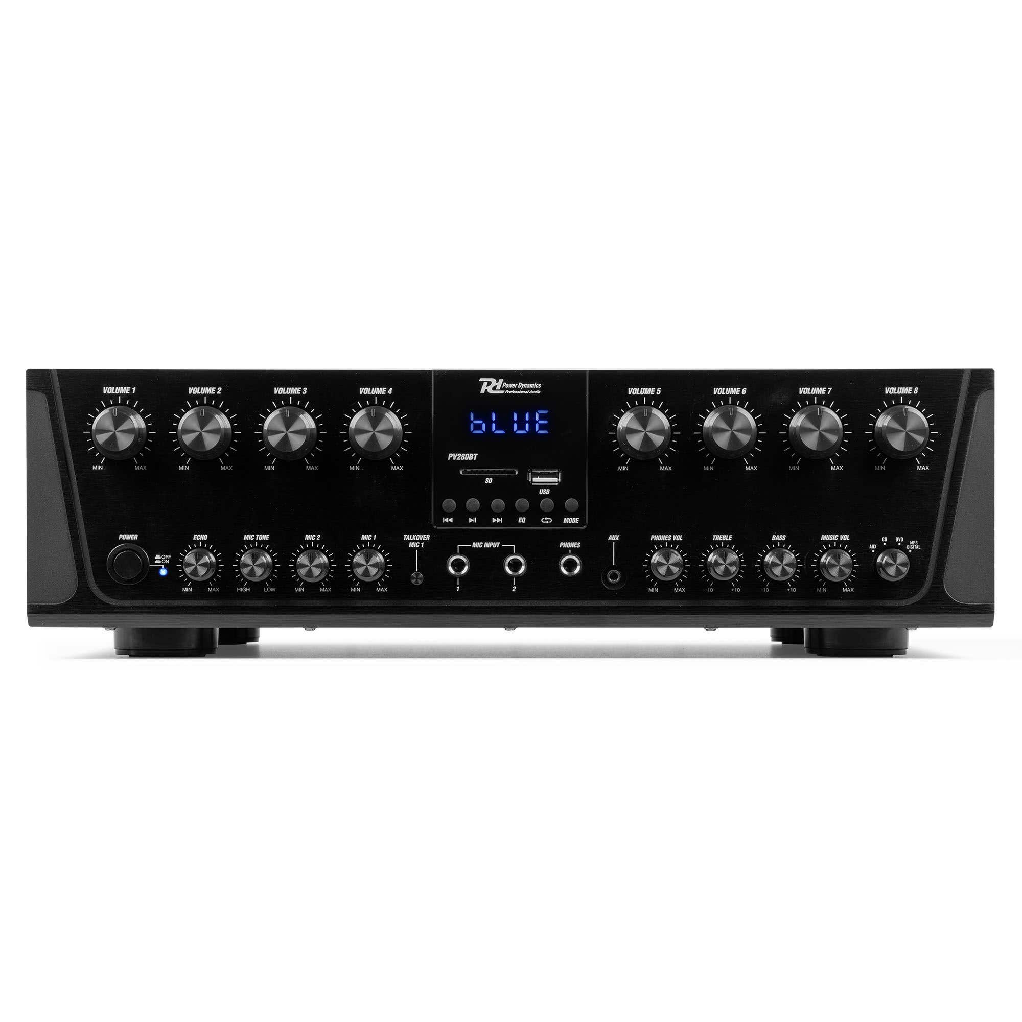Power Dynamics PV280BT 8-zone versterker - voor omroepinstallaties - multiroom - 800W