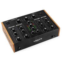 Retourdeal - Vonyx VDJ270 Rotary mixer - 4 kanaals mengpaneel - Analoge mixer - 2-band EQ - Zwart/houtlook