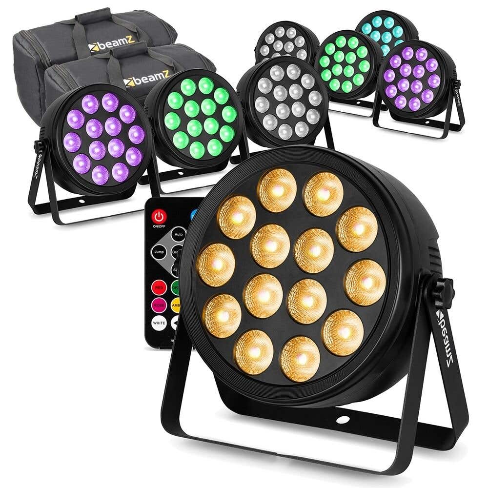 BeamZ set van 8 BCC165 LED PAR in flightbags - 14x 4W RGBAW-UV LED’s - Inclusief afstandsbediening