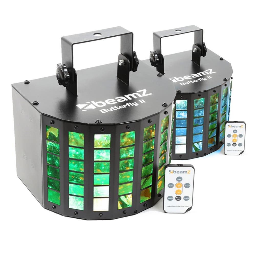 BeamZ set van 2 Butterfly II LED mini Derby discolampen met afstandsbediening