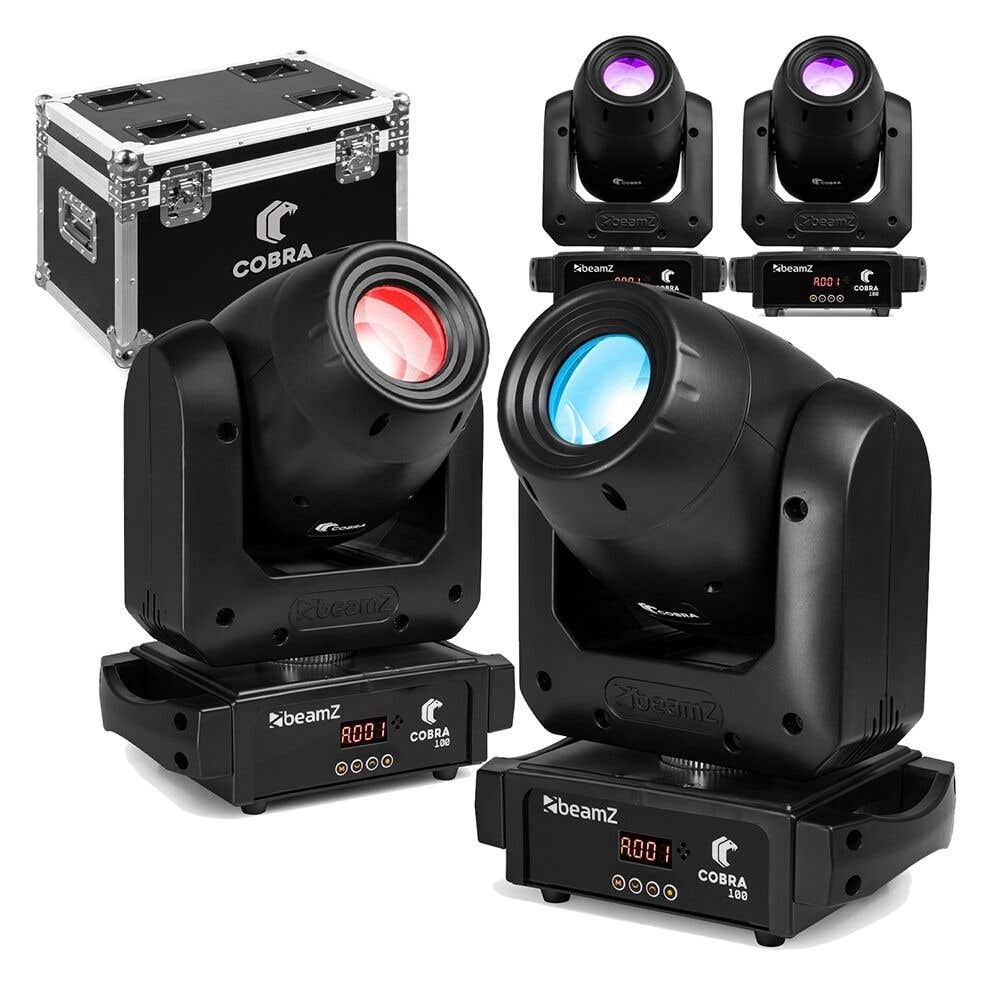 BeamZ Cobra 100 LED spot moving head set - Set van 4 stuks in flightcase - Spot moving heads - 100W