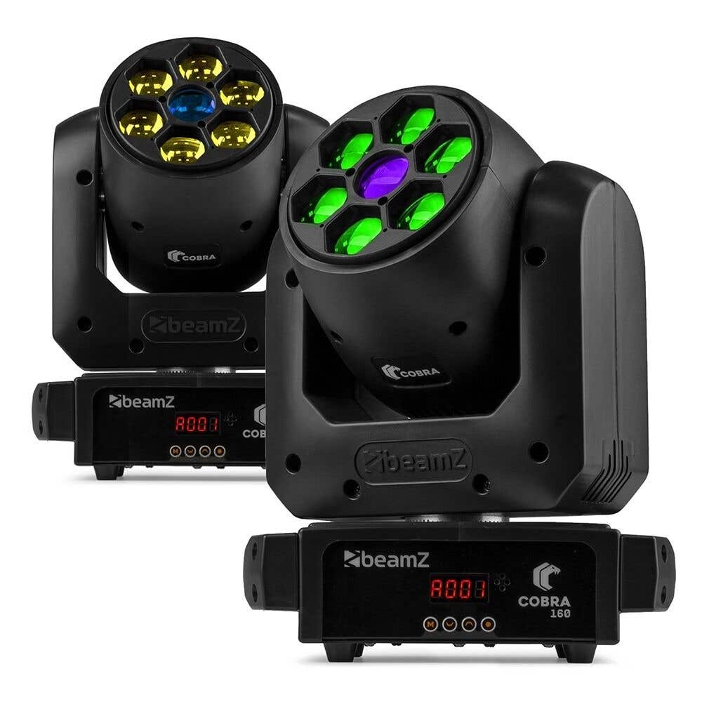 BeamZ Cobra 160 LED set van 2 spot moving heads met bee eye - 160W