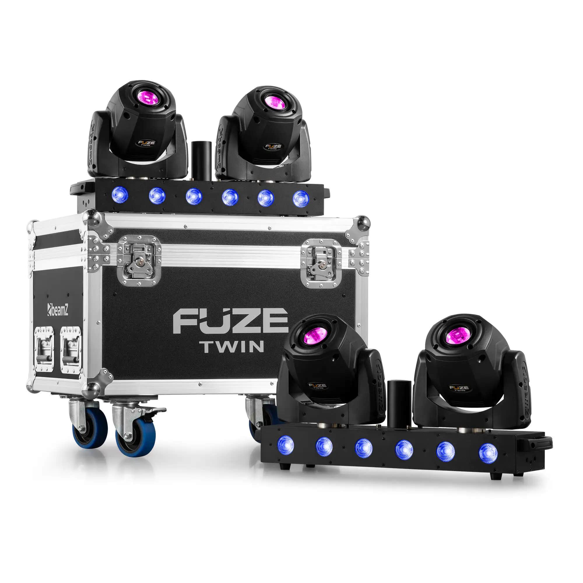 BeamZ Fuze Twin set - Twee stuks in flightcase - Spot moving head bar - 75W duo moving heads - RGBW