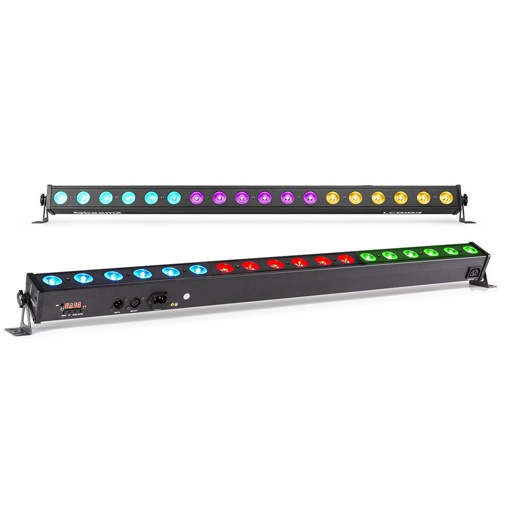 BeamZ set van 2 LCB183 DMX LED barren met 18x 3W RGB LED's in 3 secties