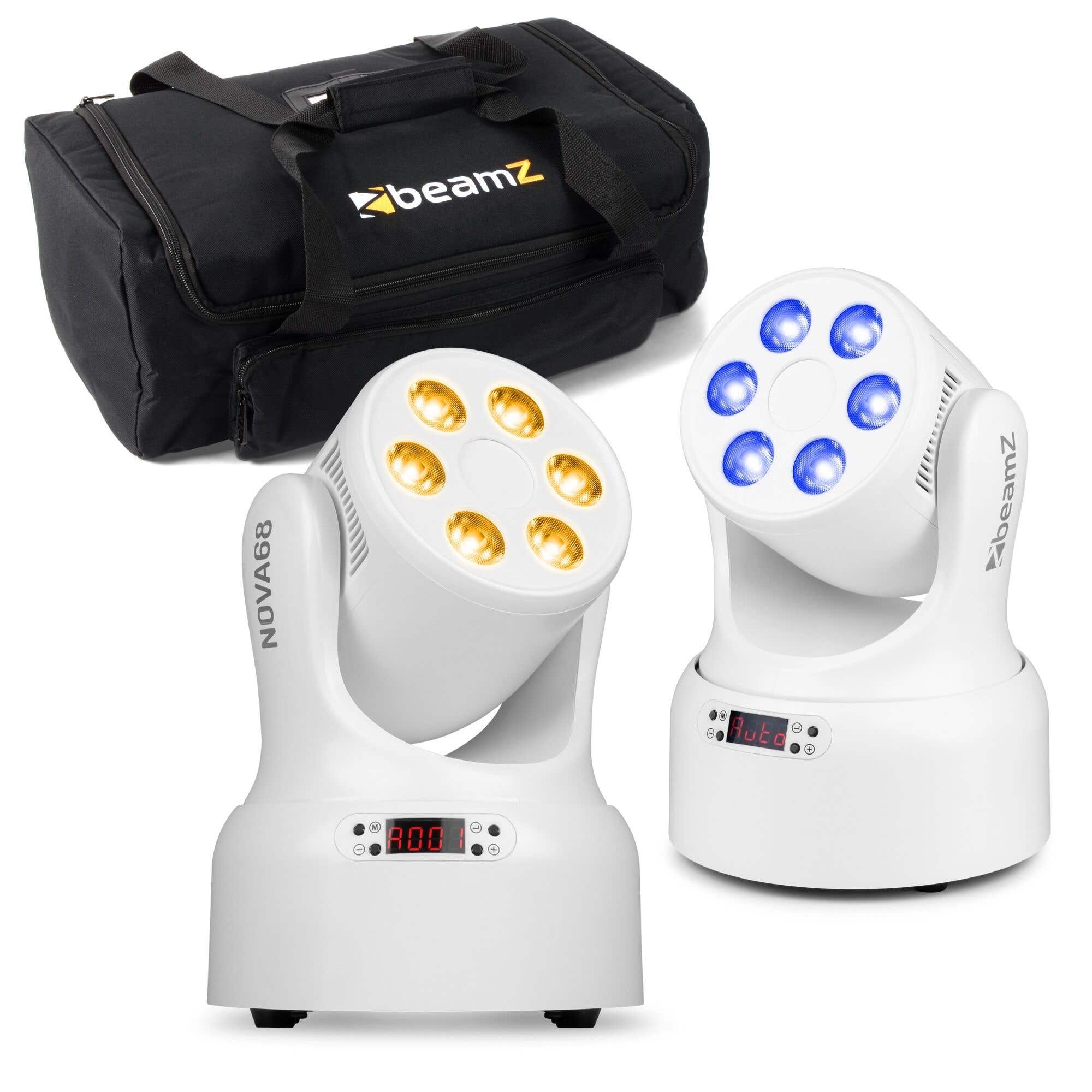 BeamZ NOVA68-WH moving head set met tas - 2x Wash moving heads met 6x 8W RGBW LED’s - Wit