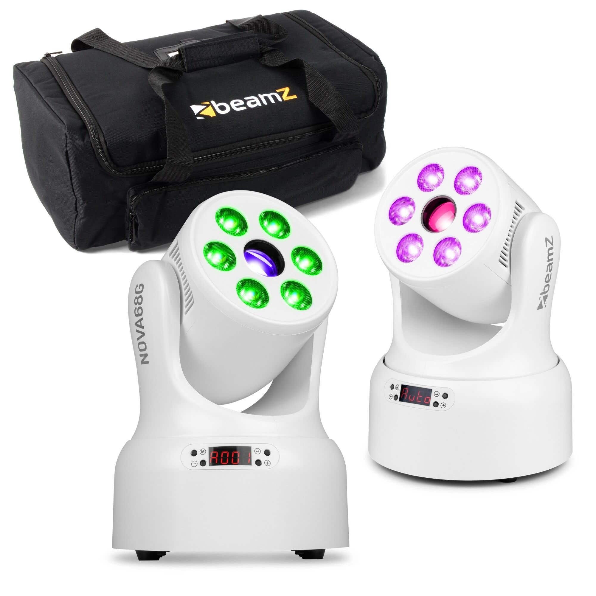 BeamZ NOVA68G-WH moving head set met tas - 2x Wash moving heads met gobo’s - RGBW LED’s - Wit