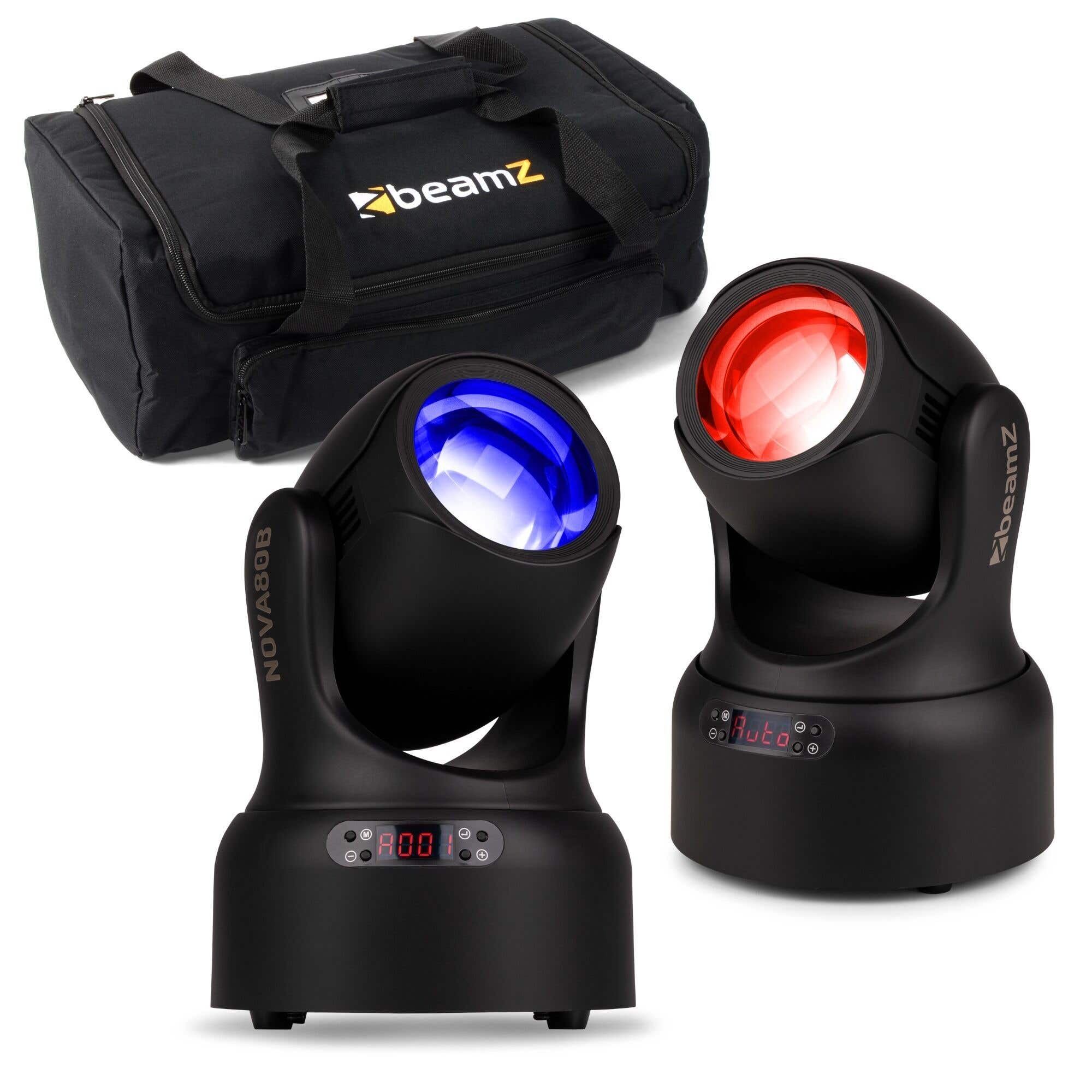 BeamZ NOVA80B-BK moving head set - Set van 2 beam moving heads met tas - 80W - Zwart