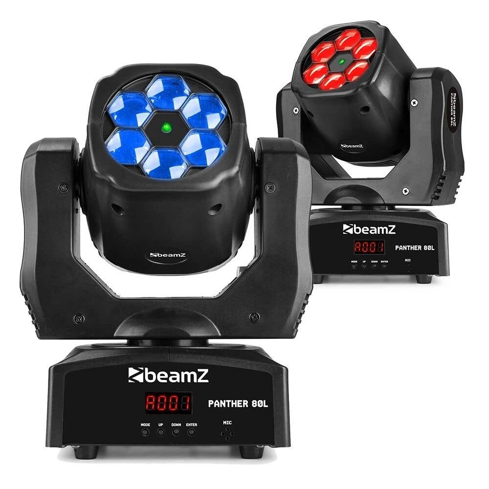 BeamZ Panther80L set van 2 Bee Eye moving heads - Pattern-effect en roterende lenzen - 6x 12W RGBW